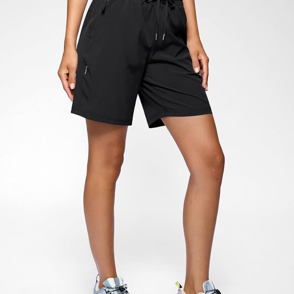 Brand New Women's Lightweight Quick Dry Hiking Shorts with 3 Zipper Pockets, 7'' - Picture 3 of 7